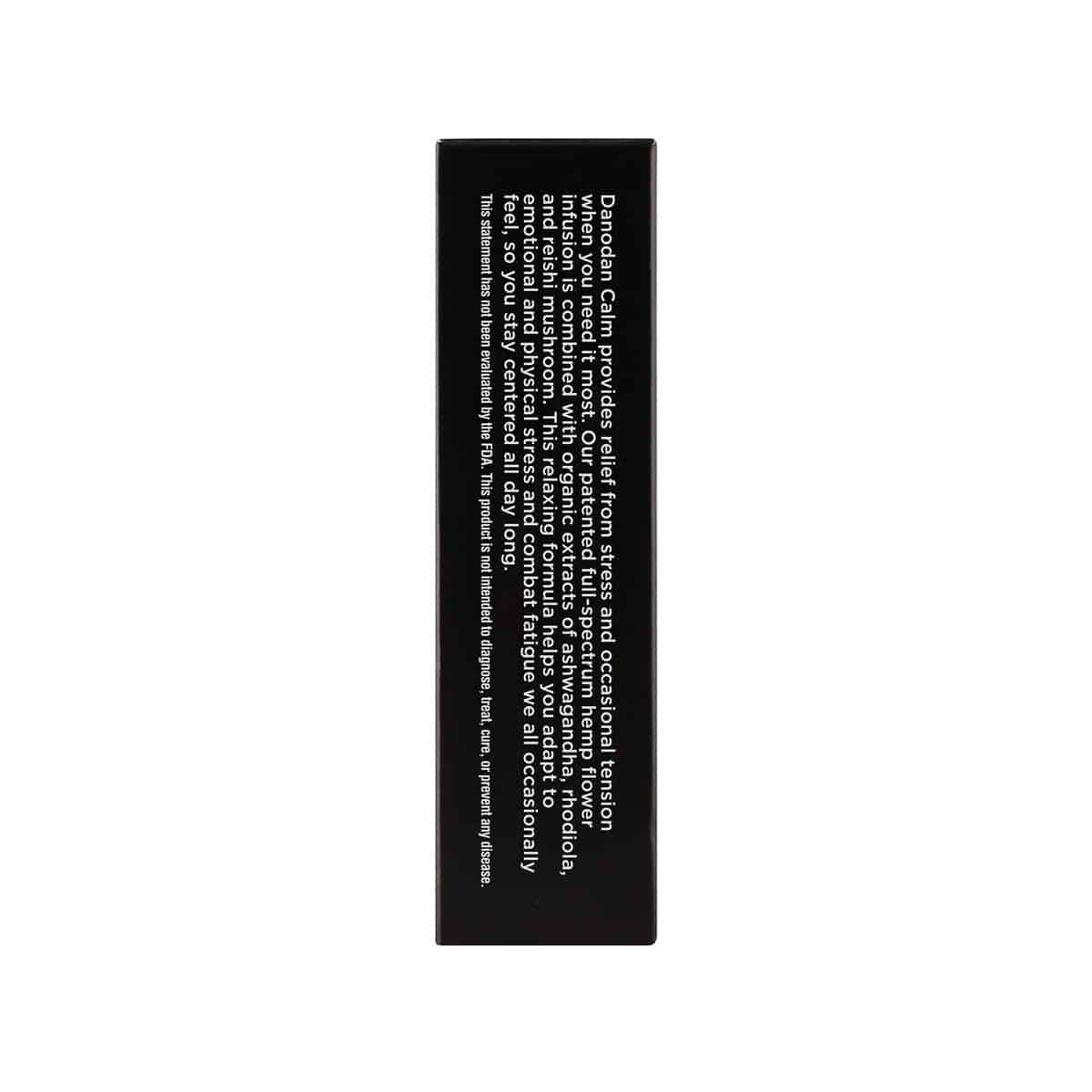 Left side of box for Danodan organic CBD tincture for anxiety & stress. cbd tincture online. cbd healing online. cbd oil tincture for sale. hemp cbd oil.