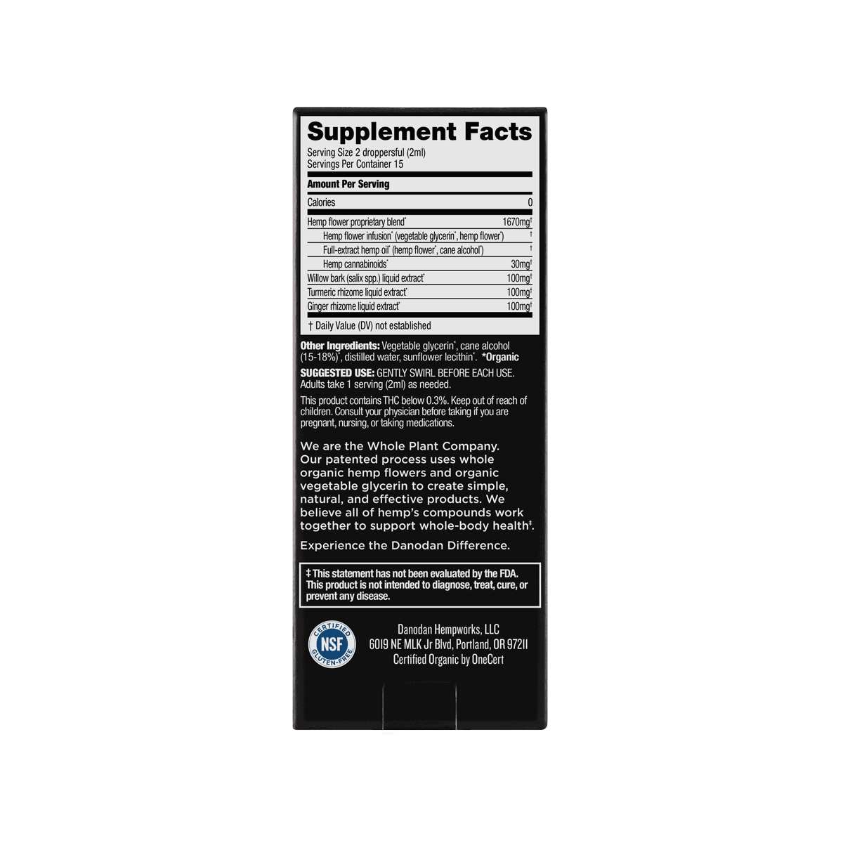 cbd oil for pain recovery organic CBD tinctures 1oz back label. cbd for joint pain. cbda products. cbd tincture for sale. cbd oil full spectrum.