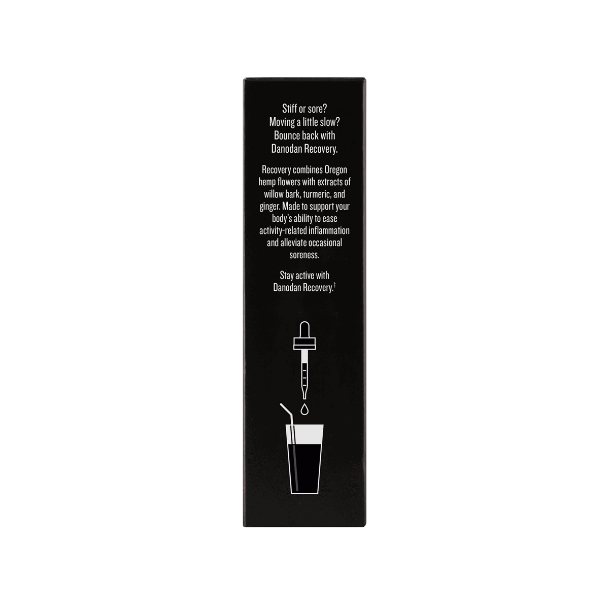 Recovery Organic CBD 1oz Tincture box left side. cbd tincture online. cbd healing online. cbd oil tincture for sale. hemp cbd oil.