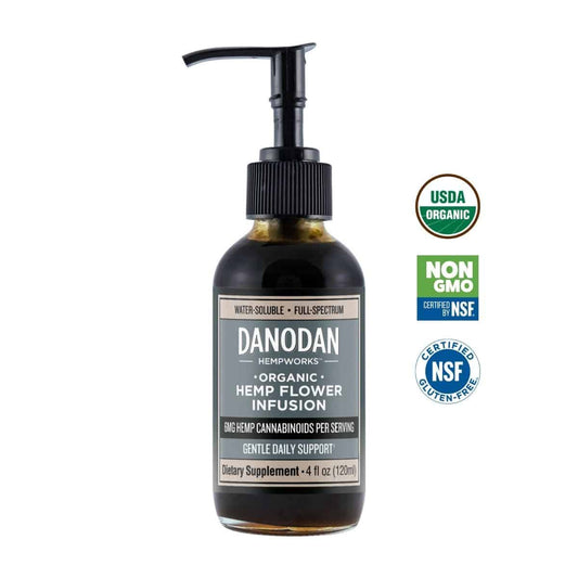 Danodan Organic CBD tincture CBD oil 6mg. Certified organic, non-GMO, and Gluten-Free. cbd full spectrum oil. cbd water soluble. full spectrum hemp.