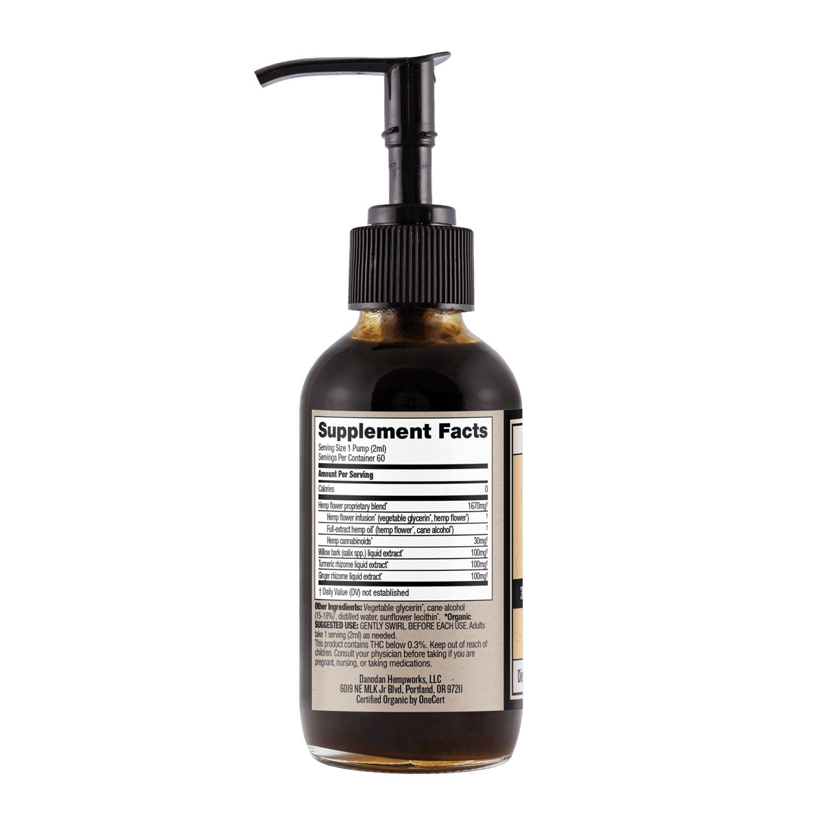 Organic CBD oil for inflammation 4oz pump left side label. cbd for back pain. cbd for back pain. organic hemp. cbd buy. full spectrum oil cbd.