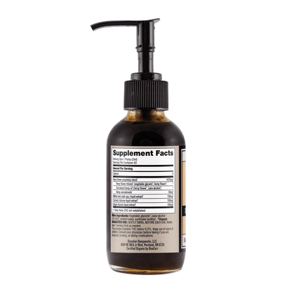 Organic CBD oil for inflammation 4oz pump left side label. cbd for back pain. cbd for back pain. organic hemp. cbd buy. full spectrum oil cbd.