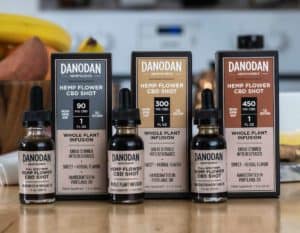 Danodan 1oz tincture trio, with bottles out of the boxes