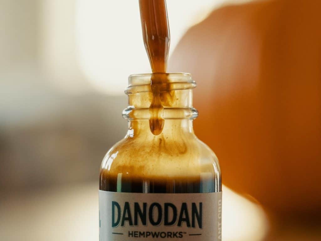 A bottle of Danodan Hempworks water-soluble CBD
