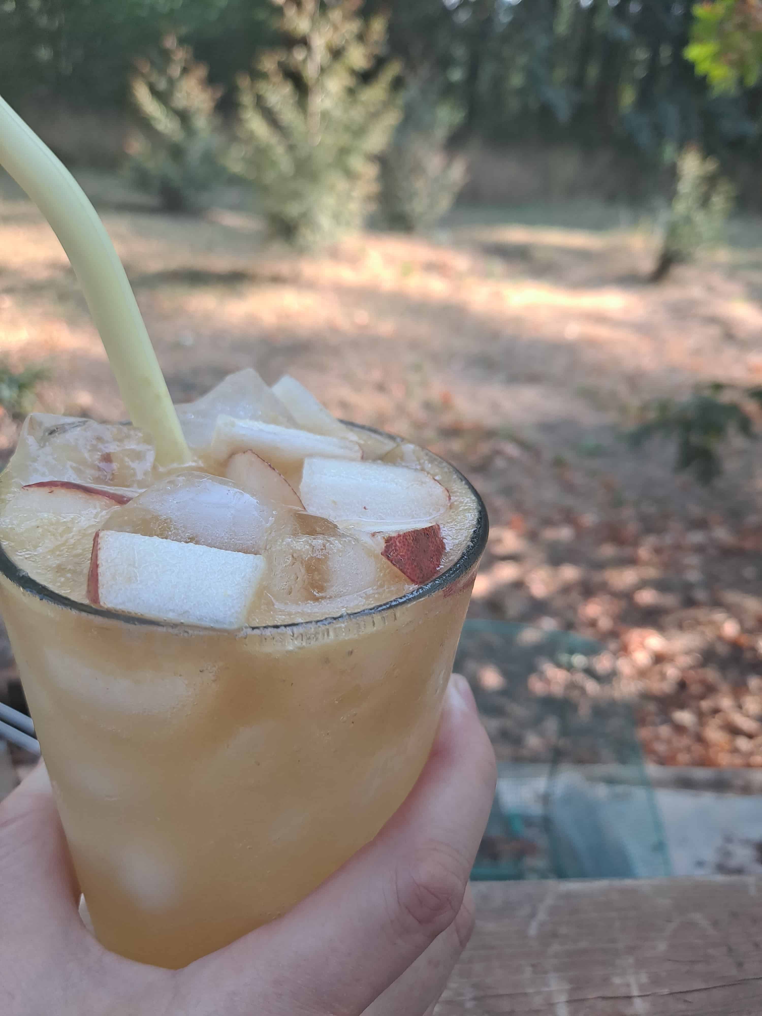 Pear Ginger Fizz on a beautiful fall day