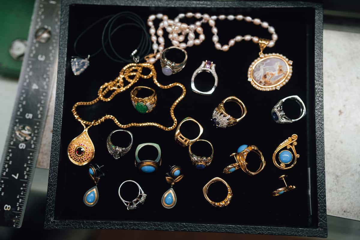 A tray of beautiful jewelry