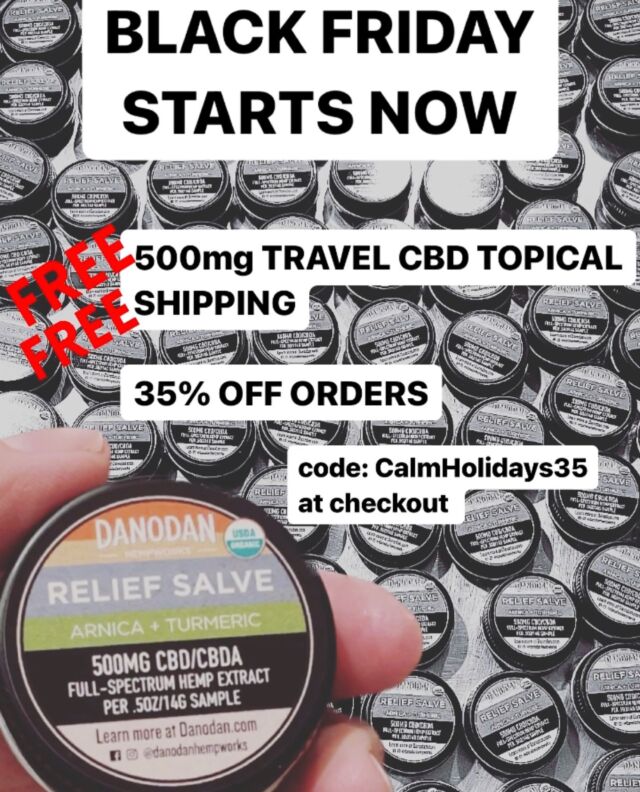 You have until the end of the month or until we run out (so don’t delay)! Give the gift of well-being this season and support organic small businesses. Whether for yourself or for those you care about, Danodan is great option. Plus, you’ll receive a free new Danodan CBD topical! 

Use the code ‘CalmHolidays35’ at checkout and we will add a 500mg travel CBD topical to your order. If you prefer the Relief Salve or the Muscle & Joint salve, just add which you’d prefer to the notes of your order. And as always, FREE SHIPPING.

Happy holiday season to you all and thank you for the support! We are very grateful to create high quality natural products that can help so many to do more of what they love. ❤️ -Krista 

#cbdsalve #cbddrops #organiccbd #postworkoutrecovery #naturalwellness #naturalpainrelief #hangoverremedy #fullspectrumcbd #organic #madeinportland  #giftideas #howdoyoudanodan #domoreofwhatyoulove